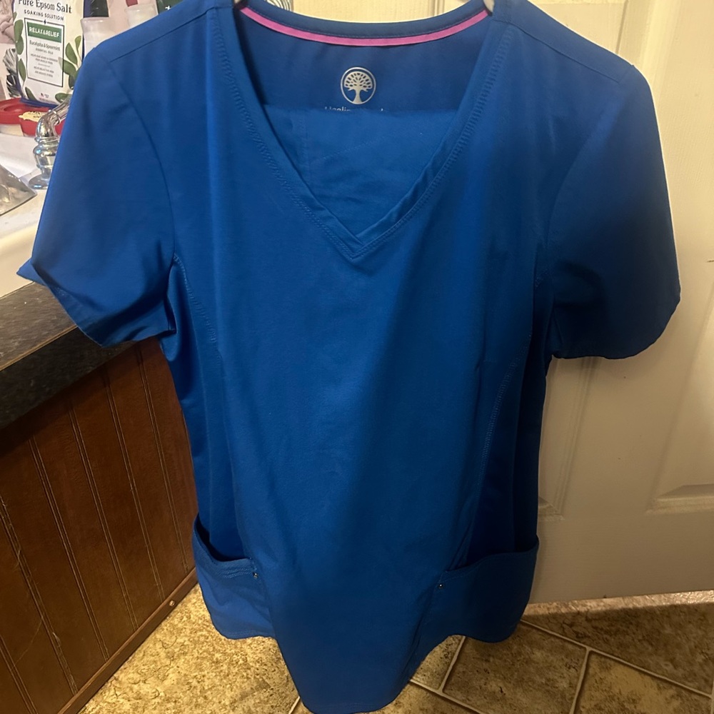 Healing Hands Black and Blue Scrub Tops - Picture 2 of 2
